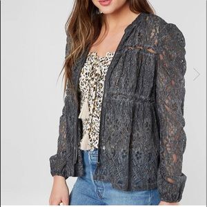 NWT Gimmicks pierced lace zip up jacket large
